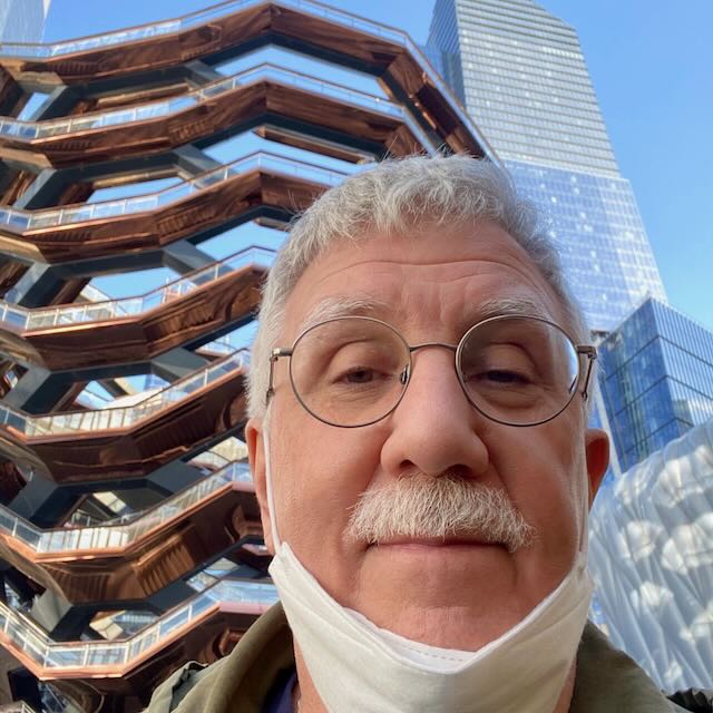 Paul McCarthy in front of the Vessel in NYC.